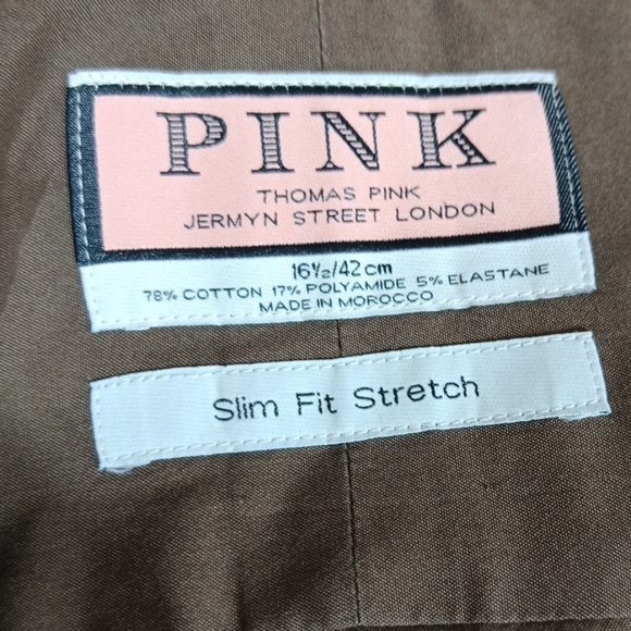 Thomas Pink Slim Fit Brown Button Down - Picture 4 of 4